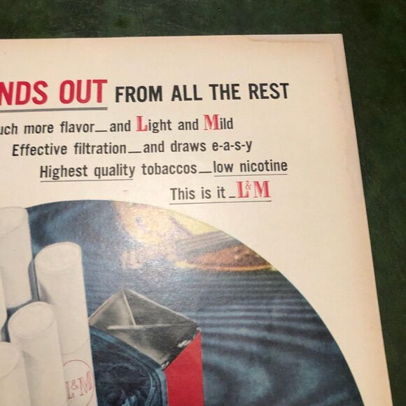 Vintage 50s Double Ad: Beer on one side & LM Cigarettes on the other; Ephemera - Picture 9 of 12